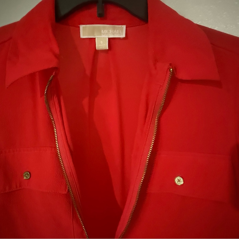 Michael Kors Red blouse with Brass Accents